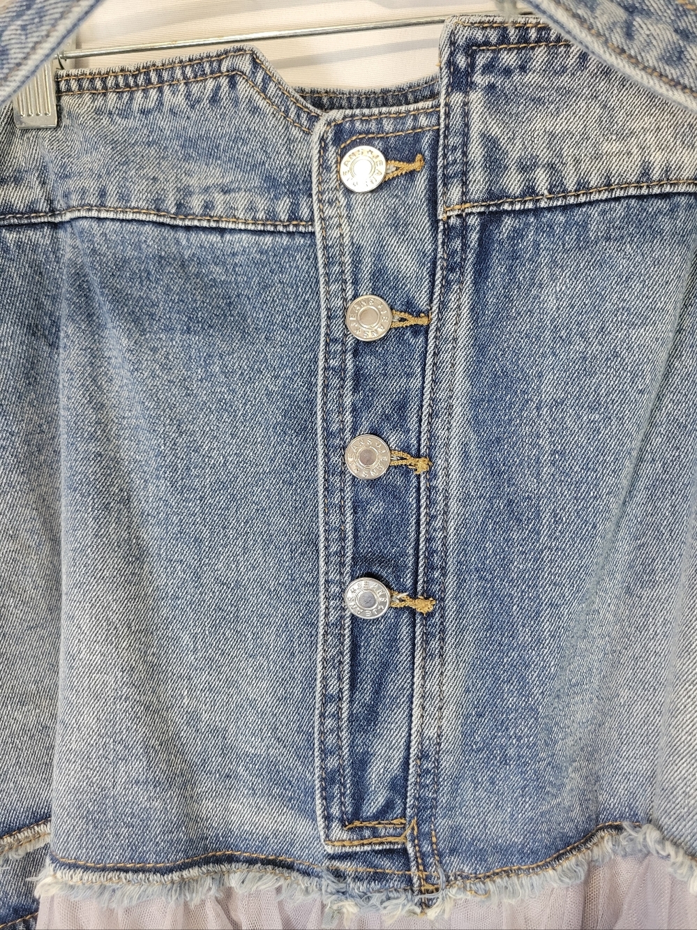 MICAS Denim Tulle Patchwork Highwaisted Festival, Fairy, Western Midi Skirt - Picture 6 of 13